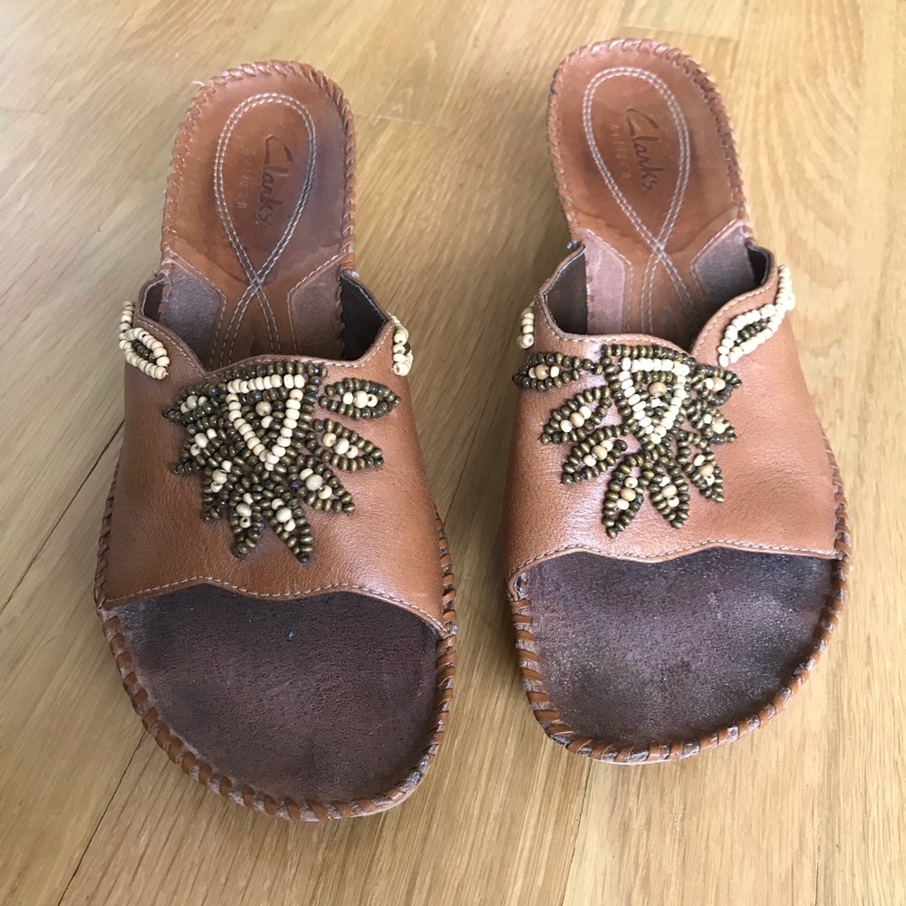 Clarks boho leather heel sandals 8 - Picture 3 of 7